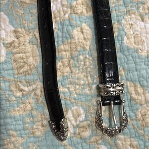 Brighton Black and Silver Vintage Style Leather Belt